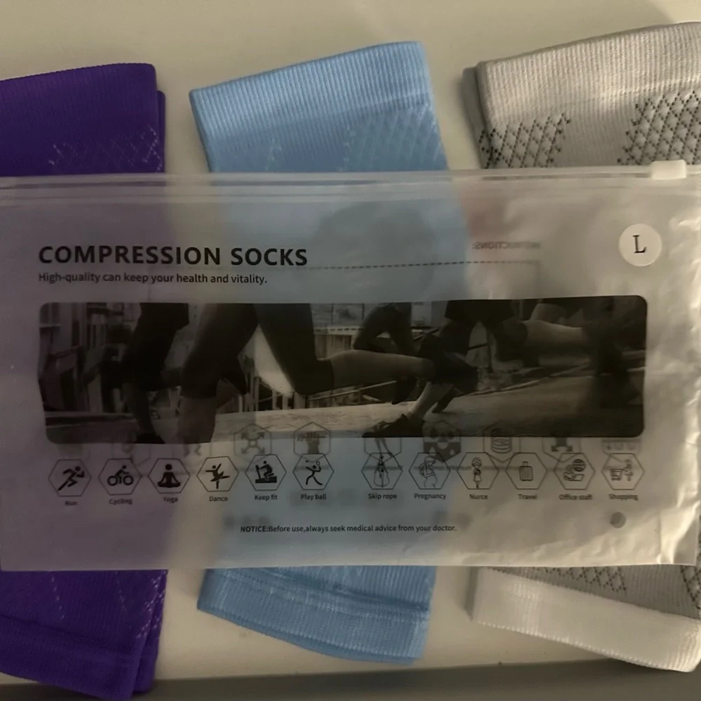 Compression Socks Set - Purple, Blue, Gray - Picture 1 of 4